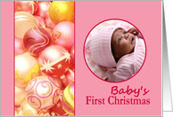 photocard Baby’s First Christmas - Baby girl pink ornament card