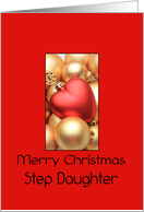 Step Daughter Merry Christmas - Gold/Red ornaments card