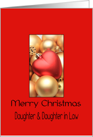 Daughter & Daughter in Law Merry Christmas - Gold/Red ornaments card