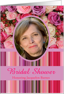 bridal shower - Custom Front - Pastel roses and stripes card