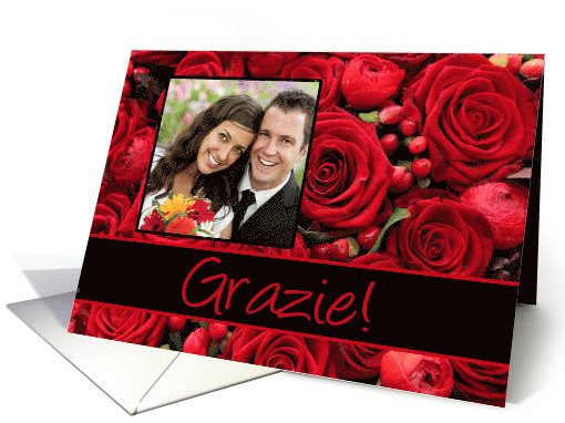 Italian Wedding thank you - Custom Front - Red roses card (1181962)