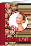 Bridal Shower Invitation - Custom Front - pale roses & stripes card