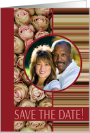 Save the Date - Custom Front - pale roses & stripes card