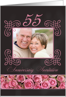 55th Anniversary Invitation - Chalkboard pink roses - Custom Front card