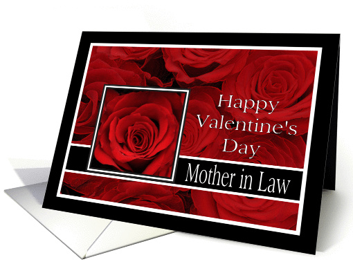 Mom in Law - Valentine's Day Roses red, black and white card (1203712)