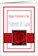 Parents in Law - Valentine’s Day Roses red, black and white card
