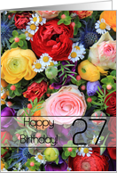 27th Happy Birthday Card - Summer bouquet card