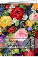 41st Happy Birthday Card - Summer bouquet card
