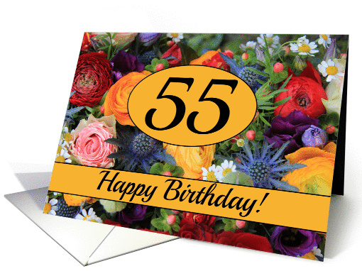 55th Happy Birthday Card - Summer bouquet card (1205644)