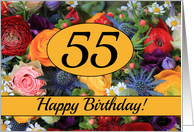 55th Happy Birthday Card - Summer bouquet card