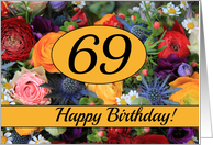 69th Happy Birthday Card - Summer bouquet card