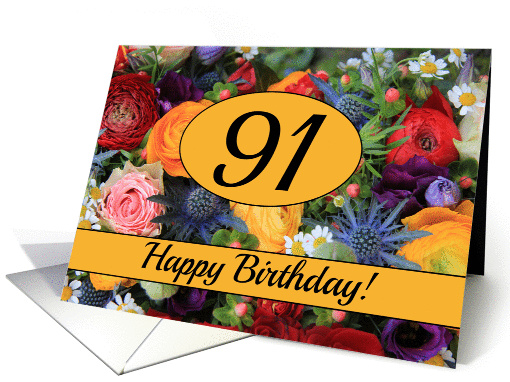 91st Happy Birthday Card - Summer bouquet card (1208530)