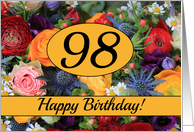 98th Happy Birthday Colorful Summer bouquet card