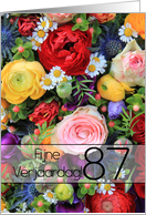 87th Dutch Happy Birthday Card/Fijne Verjaardag - Summer bouquet card