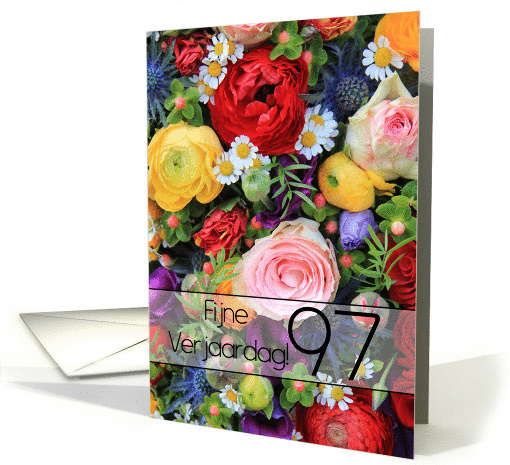 97th Dutch Happy Birthday Card/Fijne Verjaardag - Summer bouquet card