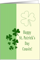 Cousin Happy St. Patrick’s Day Irish luck clovers card