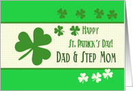 Dad &Step Mom Happy St. Patrick’s Day Irish luck clovers card