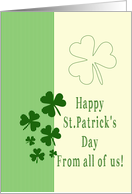 From all of us Happy St. Patrick’s Day Irish luck clovers card