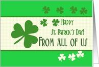 From all of us Happy St. Patrick’s Day Irish luck clovers card