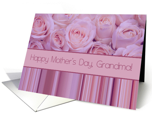 Grandma - Happy Mother's Day pastel roses & stripes card (1231752)