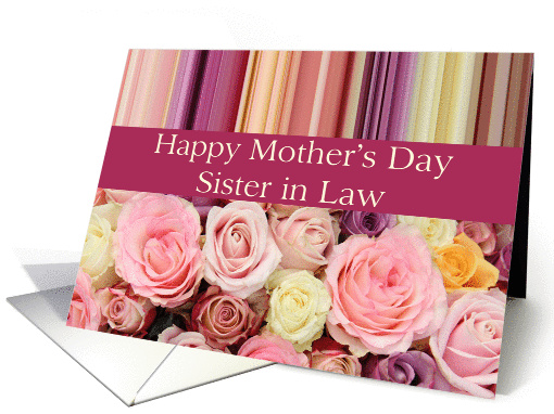 Sister in Law - Happy Mother's Day pastel roses & stripes card
