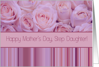 Step Daughter - Happy Mother’s Day pastel roses & stripes card