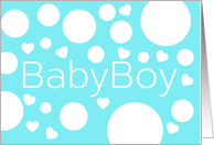 New Baby Boy Birth Announcement - blue & white dots hearts card