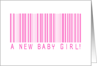 New Baby Girl Birth Announcement - pink barcode look a like card