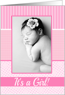 It’s a Girl Birth Announcement Photo Card Pink dots card