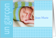 French garon - Baby Boy Birth Announcement Photo Card