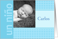 spanish un nio - Baby Boy Birth Announcement Photo Card