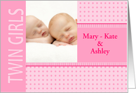 Twin Girls Birth Announcement Photo Card