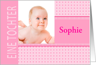 German Tochter Girl Birth Announcement Photo Card