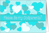 Boy Blue Godparents Invitation Dots and hearts card