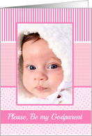 Girls Godparent Invitation Photo Card pink stripes card