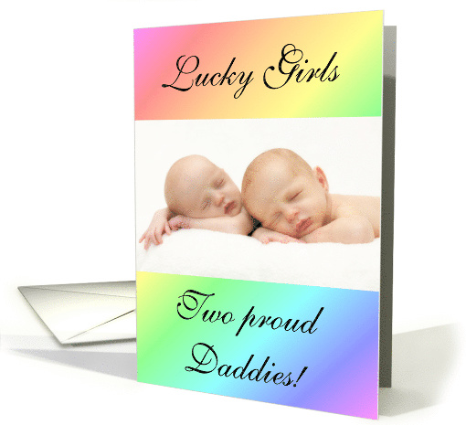 Gay Couple multiple girl birth announcement photo card (1241128)