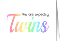 Same Sex Couple Twins pregnancy announcement rainbow colors card