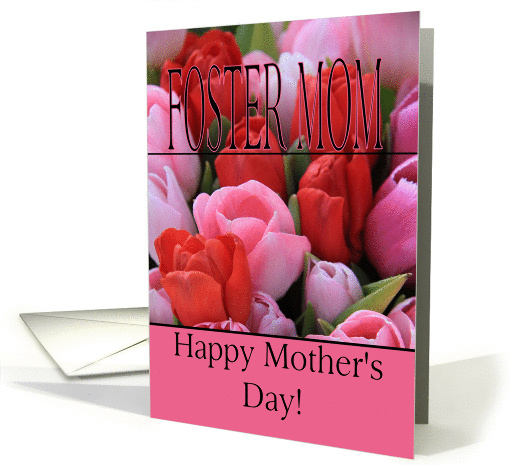 Foster Mom Mixed pink tulips Happy Mother's Day card (1253132)