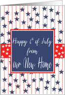 From New Home New Address Announcement 4th of July Blue Chalkboard card