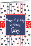Son 4th of July Birthday Blue Chalkboard card