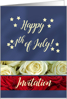 4th of July Party Invitation Patriotic Roses card