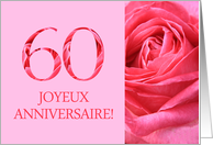 60th Anniversary French - Heureux Mariage - Pink rose close up card