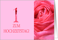 1st Anniversary German Zum Hochzeitstag - Pink rose close up card
