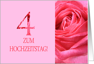 4th Anniversary German Zum Hochzeitstag - Pink rose close up card