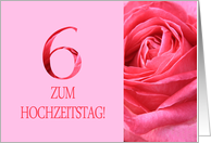 6th Anniversary German Zum Hochzeitstag - Pink rose close up card