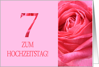 7th Anniversary German Zum Hochzeitstag - Pink rose close up card