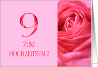 9th Anniversary German Zum Hochzeitstag - Pink rose close up card