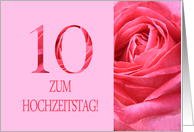 10th Anniversary German Zum Hochzeitstag - Pink rose close up card