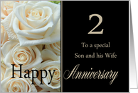 2nd Anniversary Son & Wife Pale Pink Roses card