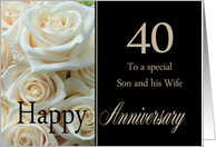 40th Anniversary, Son & Wife - Pale pink roses card